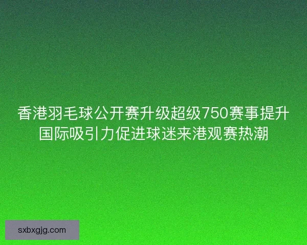 香港羽毛球公开赛升级超级750赛事提升国际吸引力促进球迷来港观赛热潮